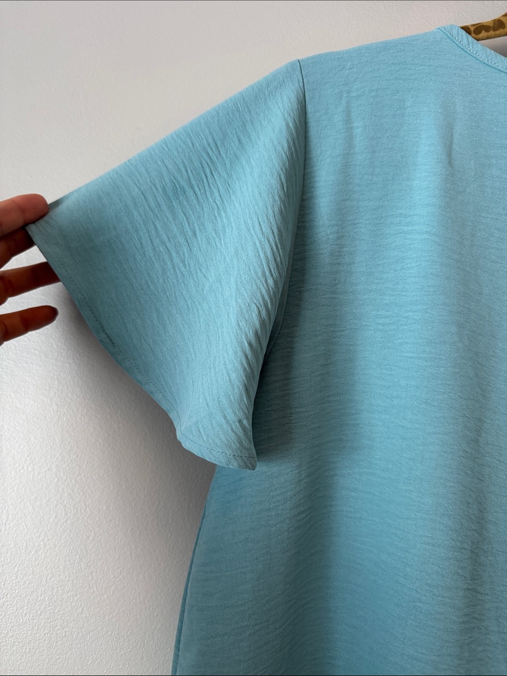 Zenana Outfitters Aqua V-Neck Flutter Sleeve Top - Picture 5 of 5